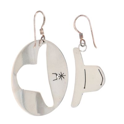Navajo Sterling Cowboy Hat Cutout Dangle Earrings