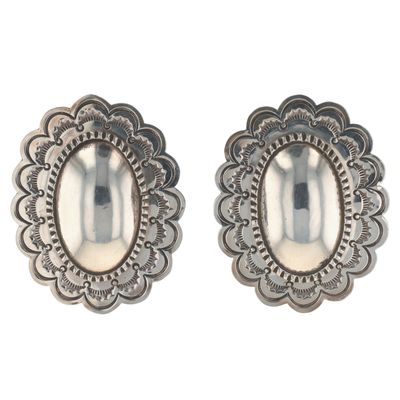 Richardson's Trading Post: Navajo Sterling Stamped Concho Earrings
