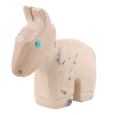 Gilbert Lonjose Zuni Fish Rock Horse Fetish Carving