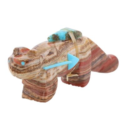 Bennie Bacy Zuni Banded Onyx Mountain Lion Fetish Carving