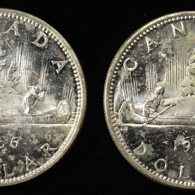 Sale Photo Thumbnail #146: (2) 80% SILVER CANADIAN DOLLARS