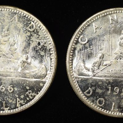 Sale Photo Thumbnail #364: (2)80% SILVER CANADIAN DOLLARS