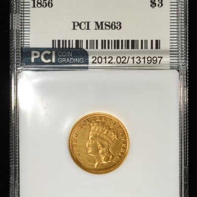 Sale Photo Thumbnail #444: 1856 $3 PRINCESS GOLD PCI CH BU