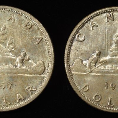 Sale Photo Thumbnail #144: (2) $1 CANADIAN 80% SILVER