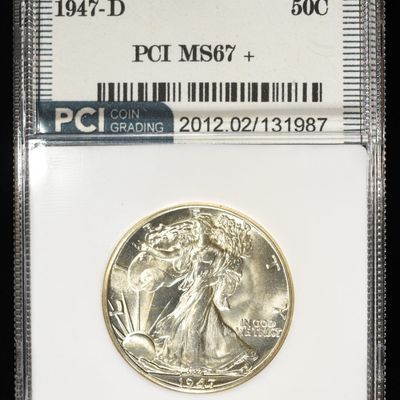 Sale Photo Thumbnail #195: 1947-D WALKING LIBERTY 50C PCI SUPERB GEM BU