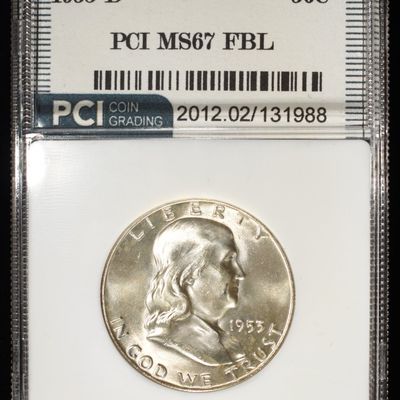 Sale Photo Thumbnail #200: 1953-D FRANKLIN 50C PCI SUPERB GEM BU FBL