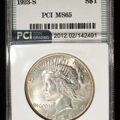 Sale Photo Thumbnail #251: 1923-S PEACE DOLLAR PCI GEM BU