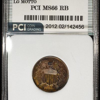 Sale Photo Thumbnail #173: 1864 LG MOTTO 2-CENT PIECE PCI SUPERB GEM BU RB
