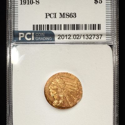 Sale Photo Thumbnail #449: 1910-S $5 INDIAN GOLD PCI CH BU
