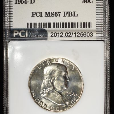 Sale Photo Thumbnail #201: 1954-D FRANKLIN 50C PCI SUPERB GEM BU FBL