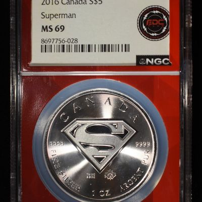 Sale Photo Thumbnail #418: 2016 1oz SILVER CANADA SUPERMAN NGC MS-69