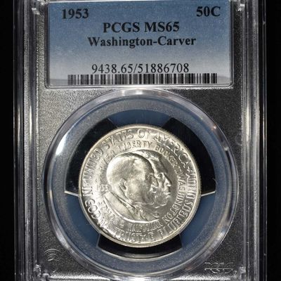 1953 WASHINGTON-CARVER COMMEM HALF PCGS MS-65