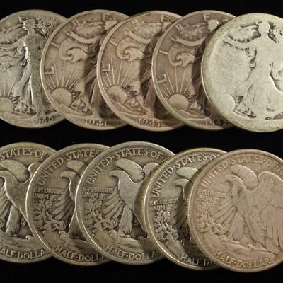 Sale Photo Thumbnail #355: (10) WALKING LIBERTY HALF DOLLARS