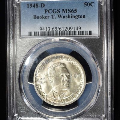 Sale Photo Thumbnail #383: 1948-D BOOKER T WASHINGTON COMMEM HALF PCGS MS-65