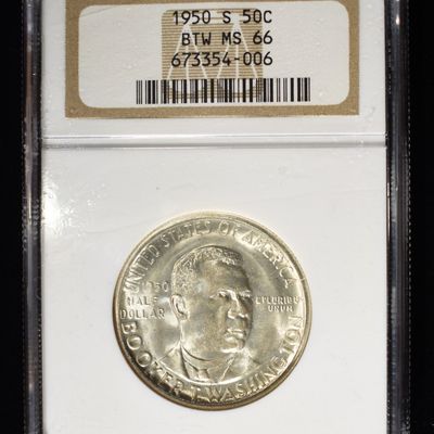 Sale Photo Thumbnail #384: 1950-S BOOKER T WASHINGTON COMMEM HALF NGC MS-66