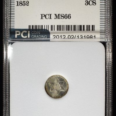 Sale Photo Thumbnail #174: 1852 3-CENT SILVER PCI SUPERB GEM BU