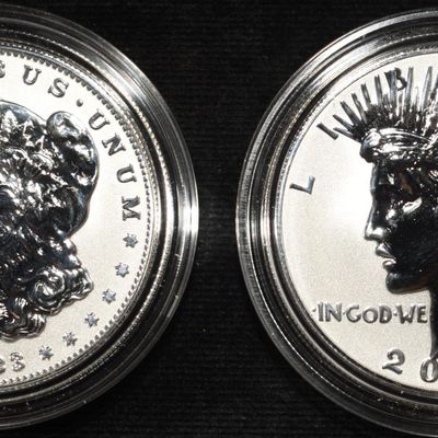 Sale Photo Thumbnail #312: 2023-S MORGAN & PEACE DOLLARS REV PR TWO-COIN SET