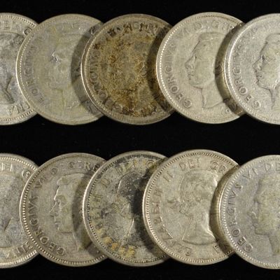 Sale Photo Thumbnail #141: (10) 25C CANADIAN 80% SILVER