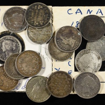 Sale Photo Thumbnail #138: (15) 92.5% SILVER CANADIAN 5 CENTS