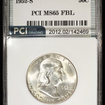 Sale Photo Thumbnail #198: 1952-S FRANKLIN 50C PCI GEM BU FBL