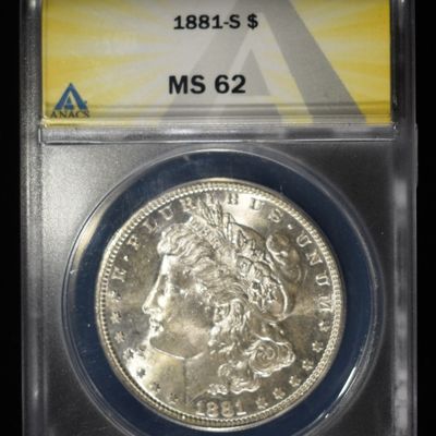 1881-S MORGAN DOLLAR ANACS MS62