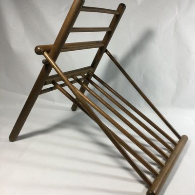 Sale Photo Thumbnail #152: Vintage Walnut Folding Gout Foot Stool
