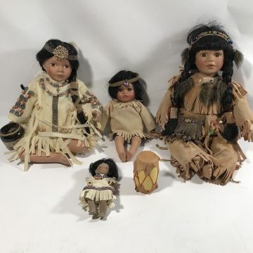 Porcelain American Indian Dolls (4)
