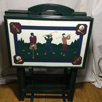 Sale Photo Thumbnail #405: Vintage Golf Themed Folding TV Tray Table Set
