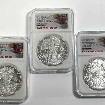 Silver Eagle 250 Privy Navy MS 70 (3)