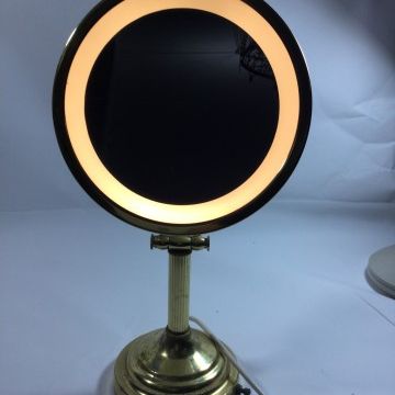 Vintage brass lighted magnifying vanity make up