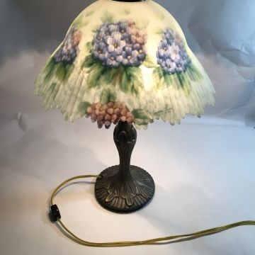 Vintage Reverse Painted Floral Table Lamp