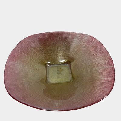 Contemporary Flared Art Glass Bowl with Red and Gold Metallic Starburst Finish