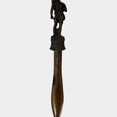 Cast Copper Alloy Niagara Falls Souvenir Letter Opener with Native American Figure