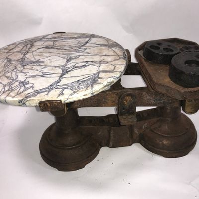 Sale Photo Thumbnail #173: Vintage Marble Tray Balance Scale
