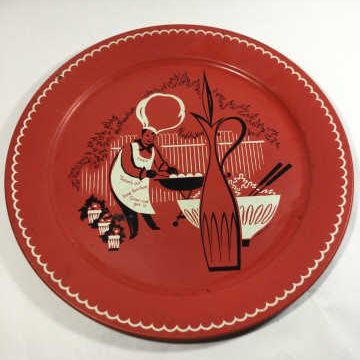Sale Photo Thumbnail #104: Vintage 1950s Metal Serving Tray -Barbecue Motif