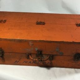 Sale Photo Thumbnail #127: Primitive Wooden Toolbox Orange in Color