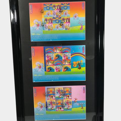 UN 2002 World Summit First Day Covers, Trio of Framed Peter Max FDCs