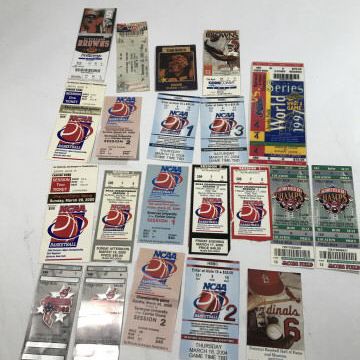 21 ticket stubs from football, baseball and