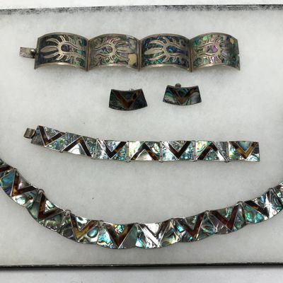 Mexican Sterling Abalone Inlay Jewelry Collection