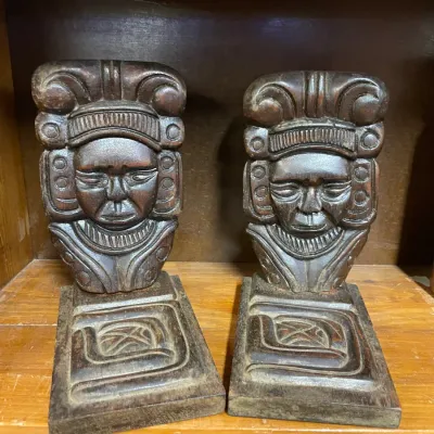 Sale Photo Thumbnail #20: WOOD CARVED BOOKENDS