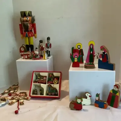Wooden Nutcracker And Handmade Nativity