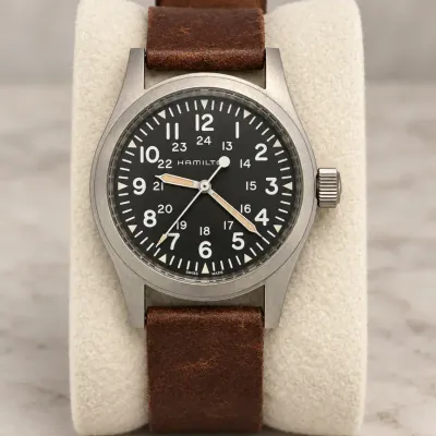 Hamilton Khaki Field H694290 Swiss Made 5 Bar Watch with Brown Leather Strap