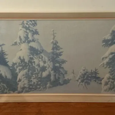 Winter Scandinavian Landscape Framed Painting By Joh Jansson 