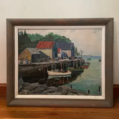 Beautiful Painting Harbor Scene 