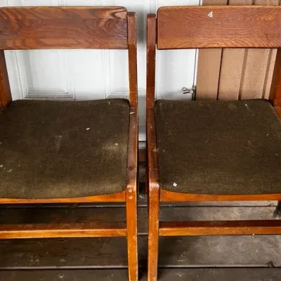 Pair of Vintage Wooden Chairs With Upholstered Seats