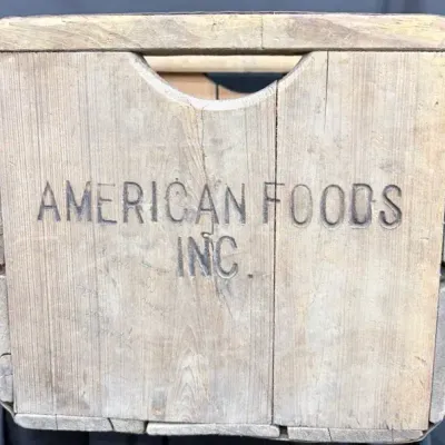 Vintage American Foods Inc. Wooden Crate With Metal Reinforcements