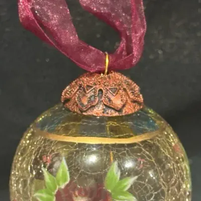 Russ Berrie Festive Gatherings-Style Crackle Glass Christmas Ornament