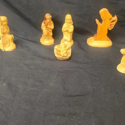 13-Piece Carved Wooden Nativity Set