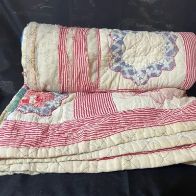 Vintage Hand-Appliquéd Dresden Plate Patchwork Quilt - Project Piece