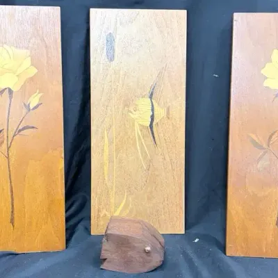 Vintage Wooden Plank Art And Fish Box 
